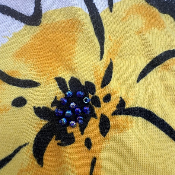 Vintage Elisabeth Shirt Womens 3 Multicolor Floral Beaded Short Sleeve Tee - Picture 3 of 8